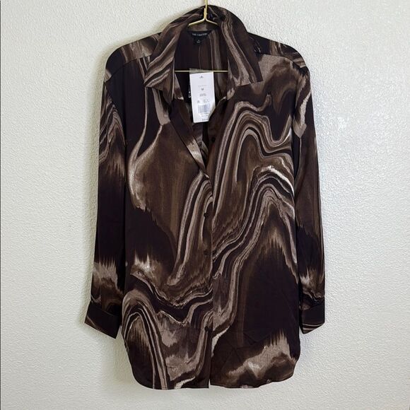 The Limited Brown Swirl Button Down Shirt - Picture 1 of 6